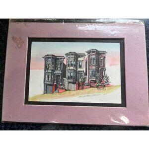 Vtg Mark Monsarrat San Francisco Houses Framed Signed Colored Lithograph Art Pri